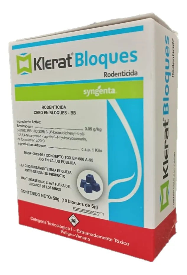 Klerat Bloque Parafinado cajita de 10 bloques Veneno ratas y ratones