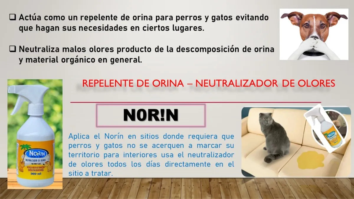 Norin Entrenador para Perros y Gatos Neutralizador de Olores Repelente