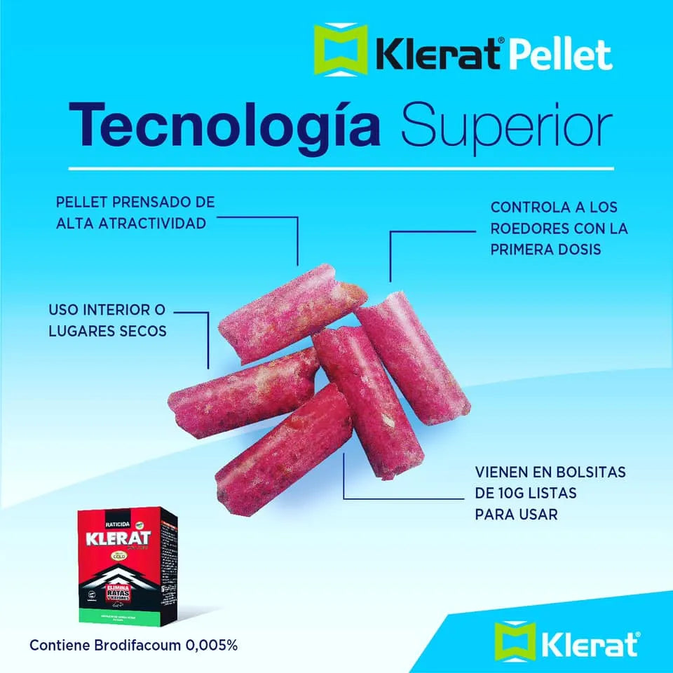 Klerat Pellets Veneno en Cebo para ratas y ratones 50gr