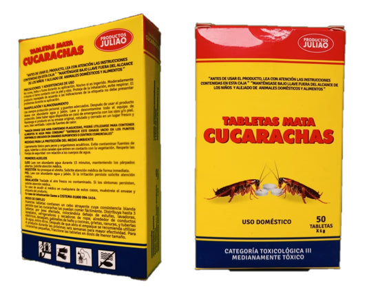 Tabletas Mata Cucarachas Pastillas 50 tabletas de 1 r