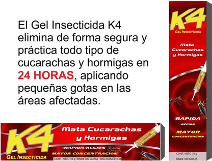 K4 Gel insecticida Mata cucarachas 10gr