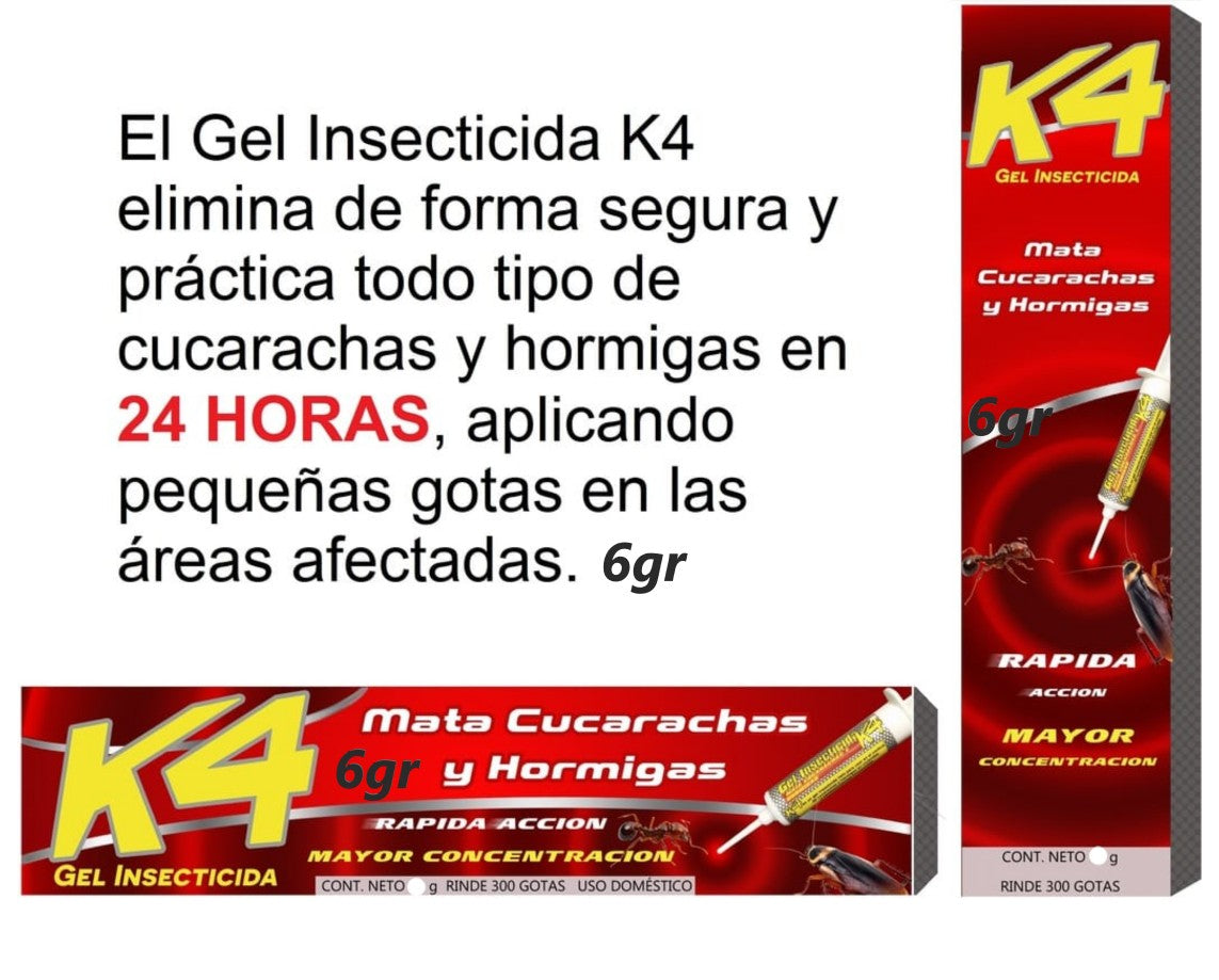 K4 Gel insecticida Mata cucarachas 6gr