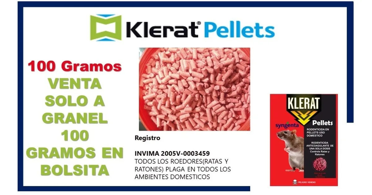 Klerat Pellets Veneno Cebo a Granel industrial 100gr