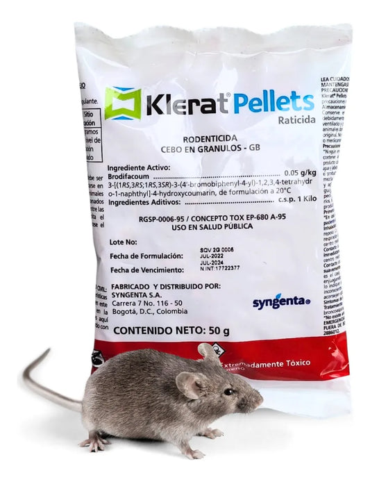 Klerat Pellets Veneno en Cebo para ratas y ratones 50gr