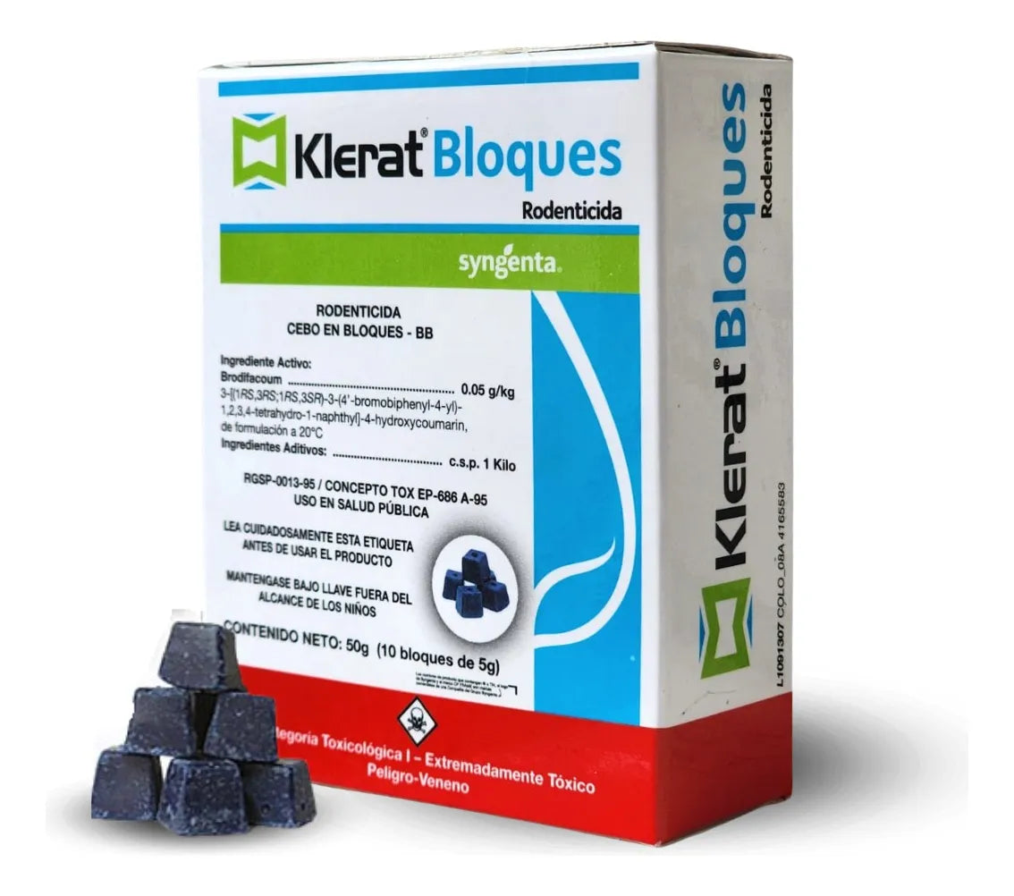 Klerat Bloque Parafinado cajita de 10 bloques Veneno ratas y ratones