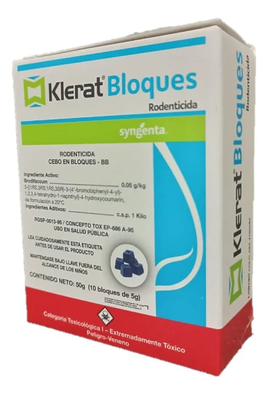 Klerat Bloque Parafinado cajita de 10 bloques Veneno ratas y ratones